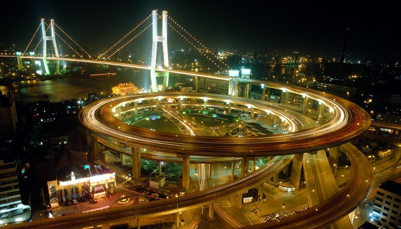 上海南浦大桥浦西引桥夜景